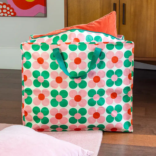 Pink & Green Daisy Jumbo Storage Bag