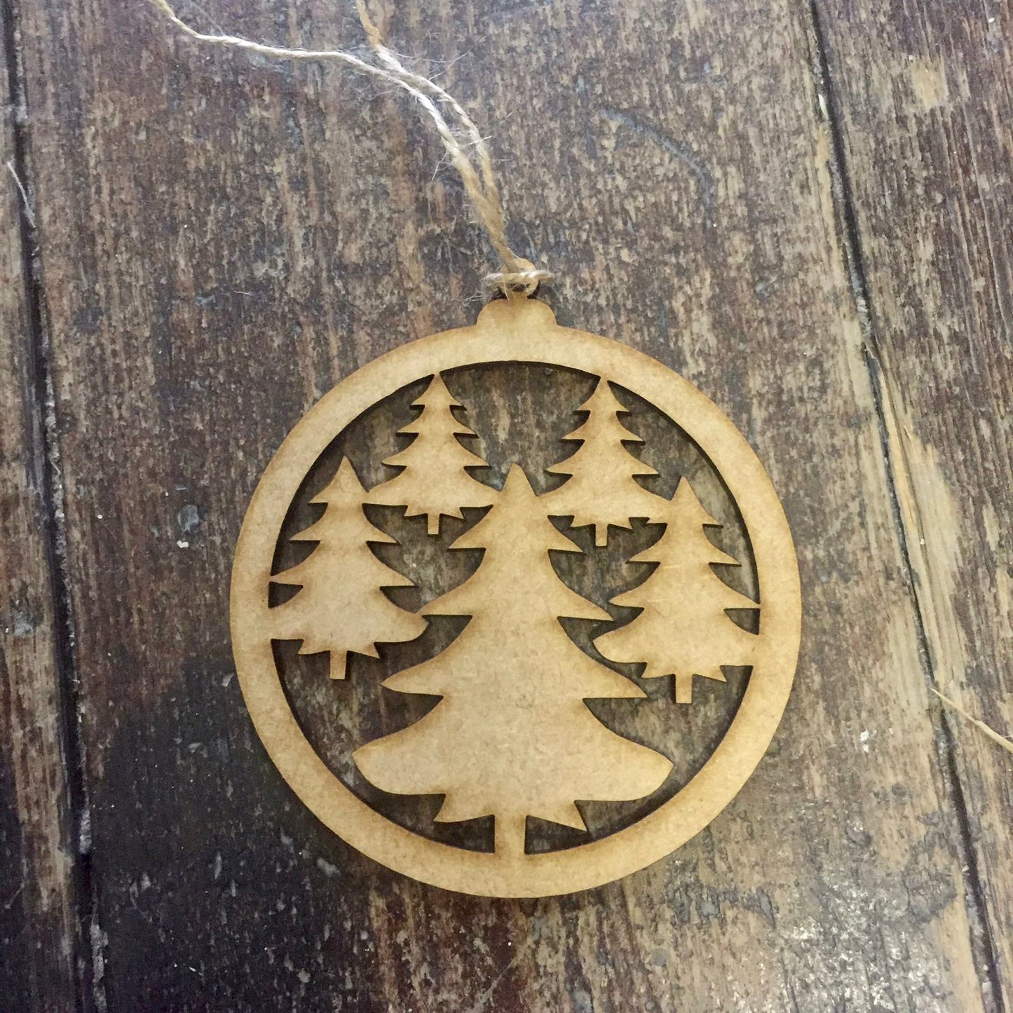 Wooden Christmas Baubles - Trees x 4