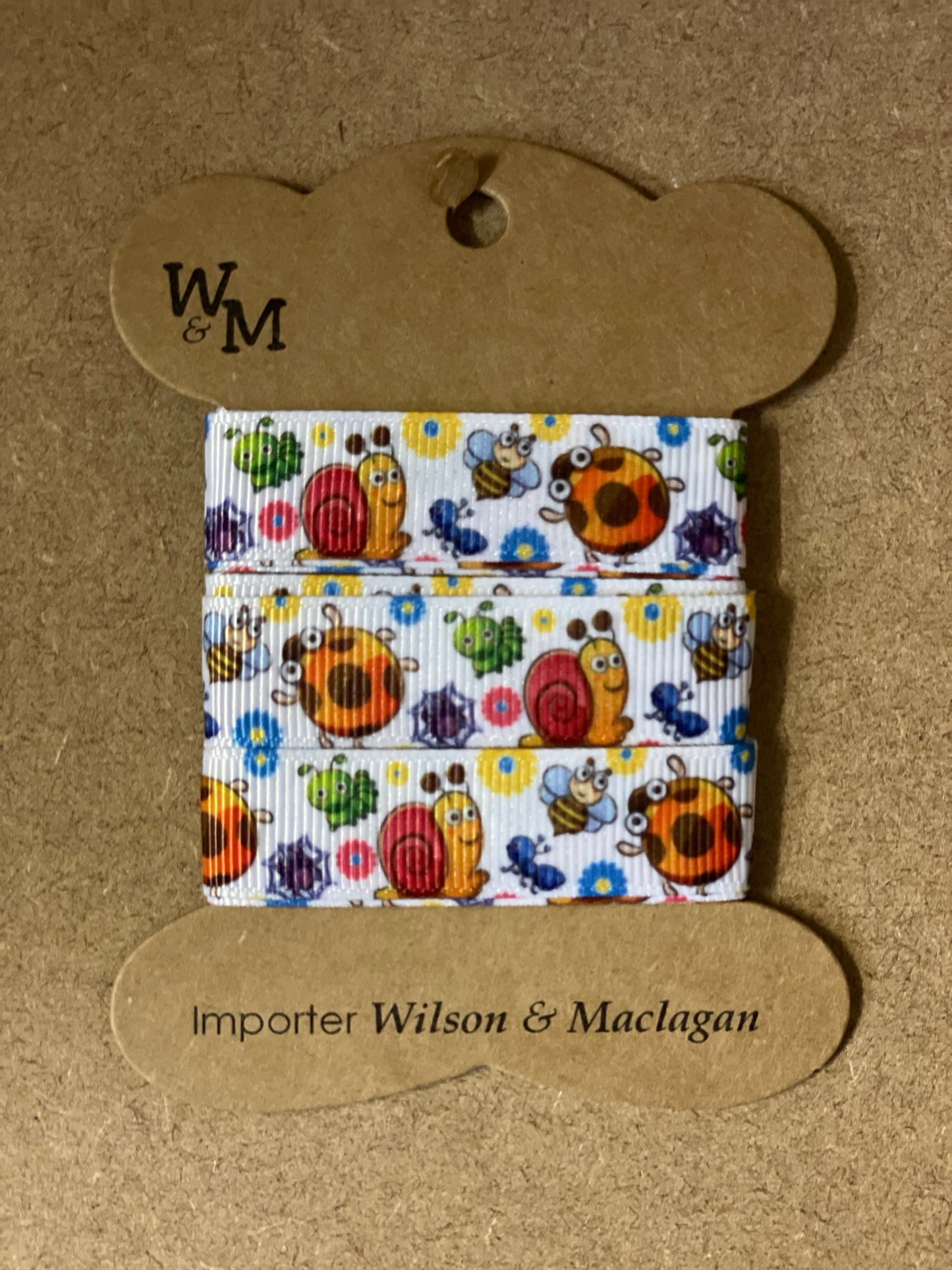 Snail & Bugs Printed Ribbon