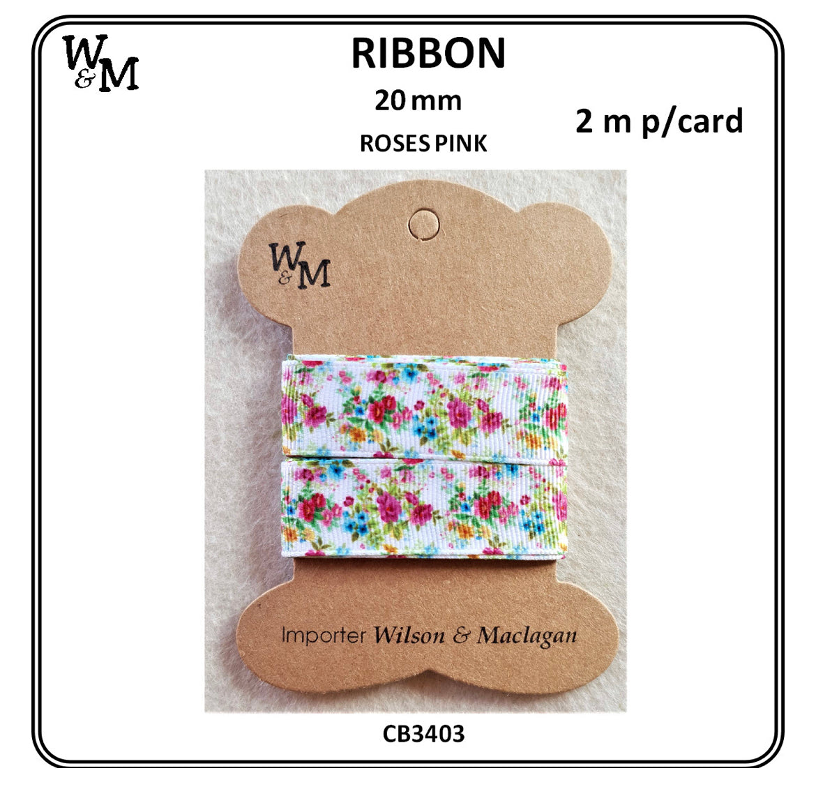 Rose Pink Printed Ribbon