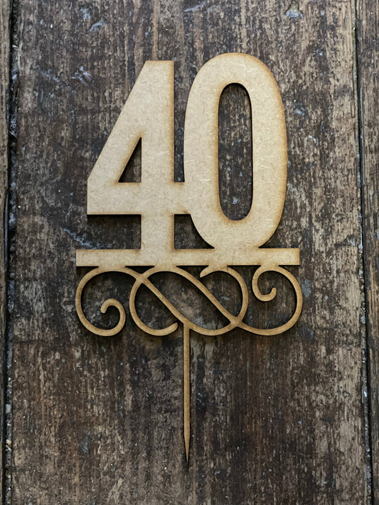 40 Cake Topper